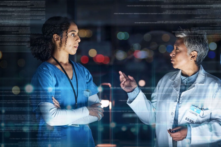 Clinicians reviewing patient data