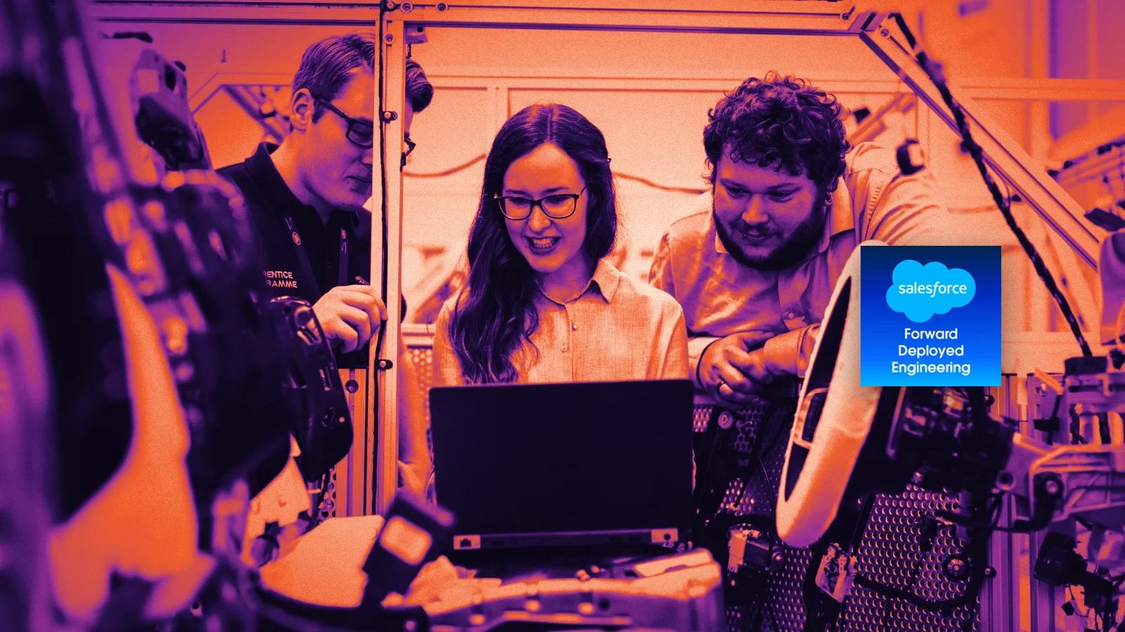 Arcsen engineers at work, with the Salesforce Forward Deployed Engineering badge