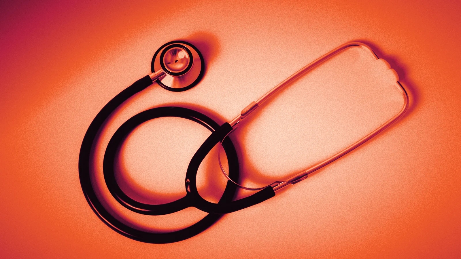 A stethoscope on a plain background, in Arcsen colours