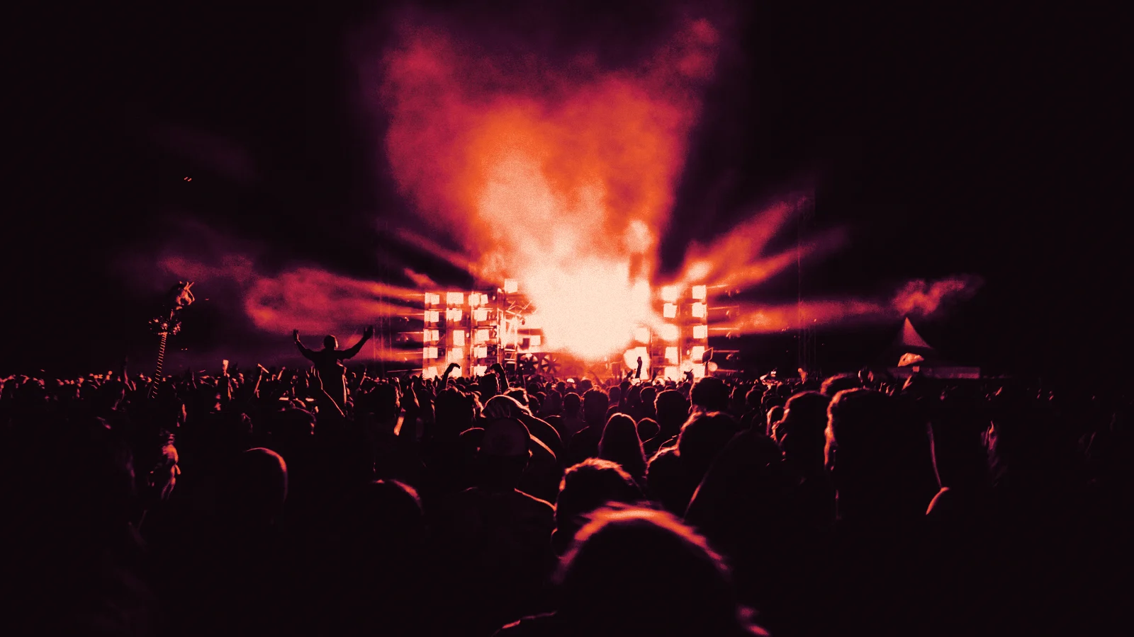 Stage lights over a concert crowd, in Arcsen colours