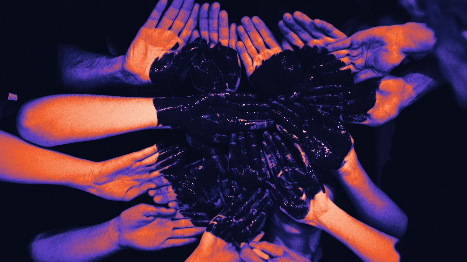 Hands joined around a red heart, in Arcsen colours