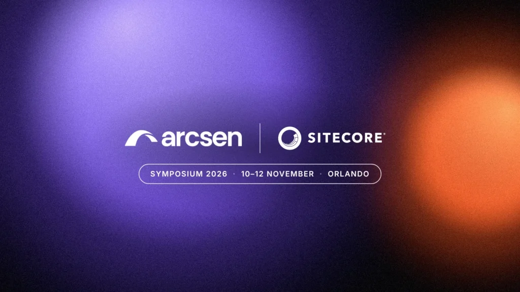 Arcsen and Sitecore logos for Sitecore Symposium 2026, 10 to 12 November, Orlando